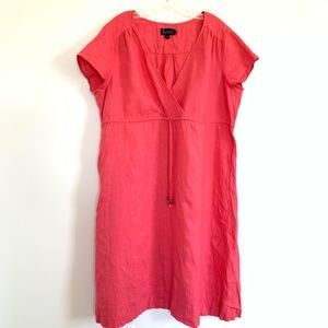 Boden V-neck Pink Linen Dress 20R